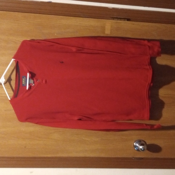 Polo Ralph Lauren Cotton Long Sleeve Logo Shirt Thermal Textured Red ♥️ - Picture 2 of 14